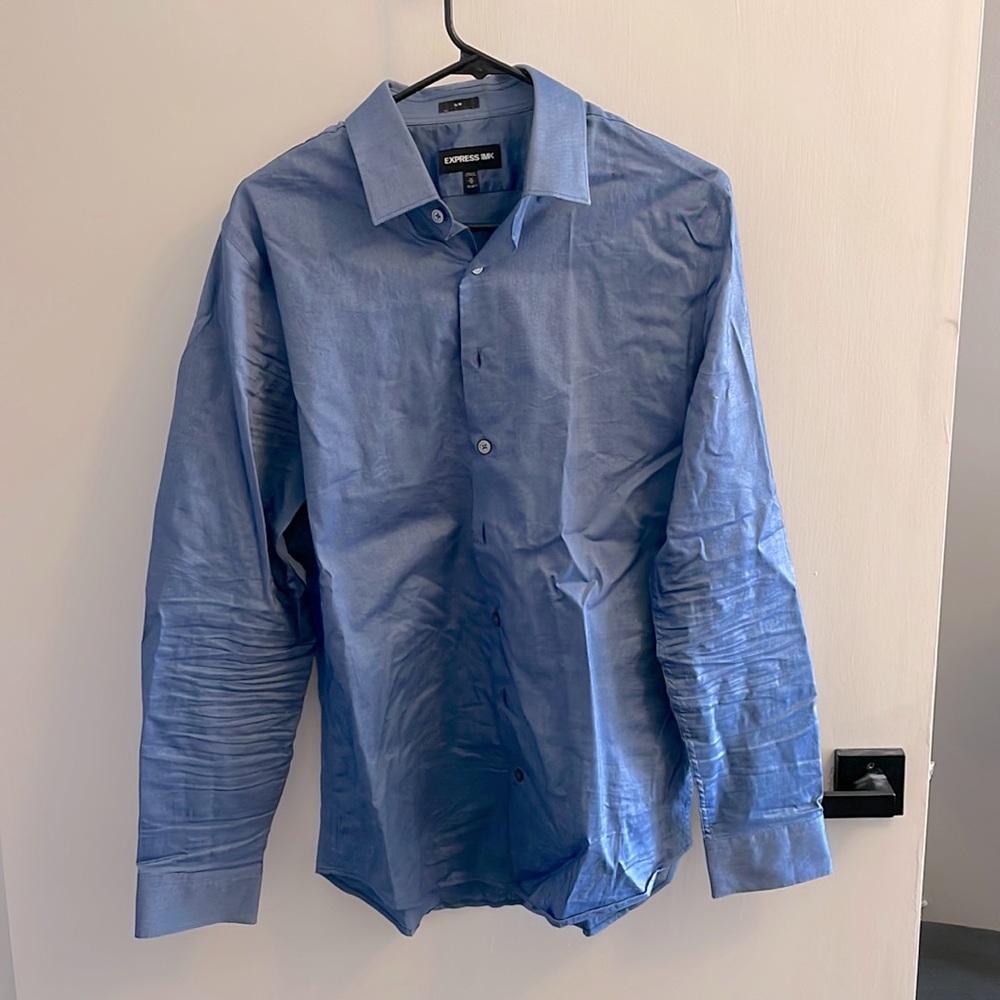 Express 1MX dress shirt. Blue. Medium Slim